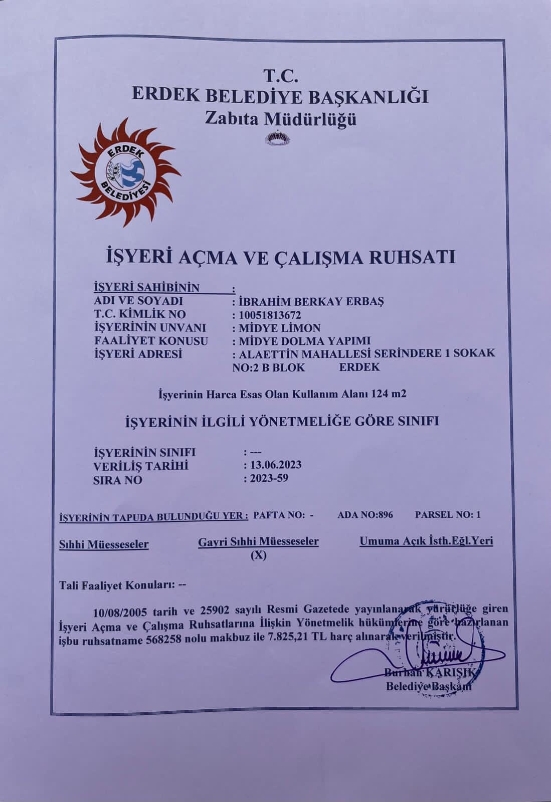 Kalite Sertifikası - Midye Limon®