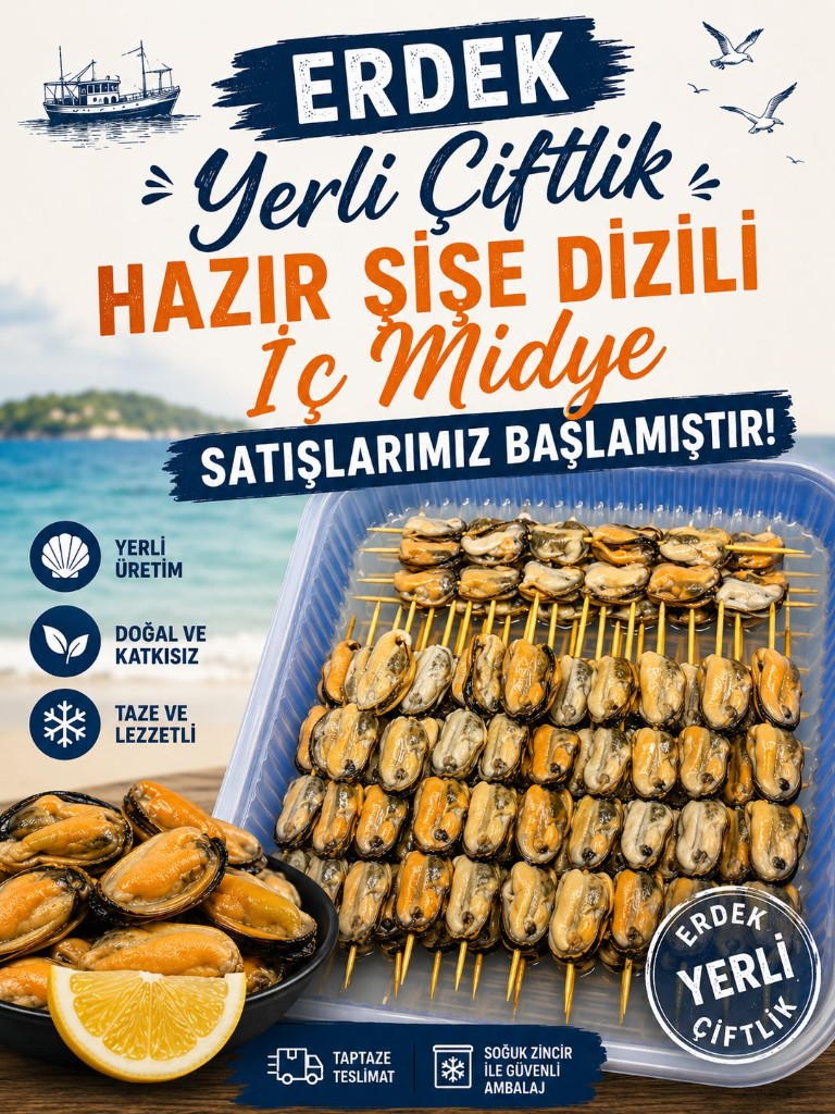 Hazır Şişe Dizili İç Midye — Midye Limon®